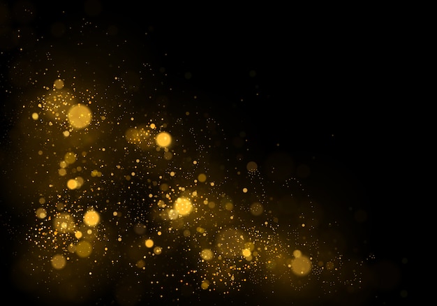 Abstract background with gold bokeh effect. Christmas.  Sparkling magical dust particles. Magic concept. 