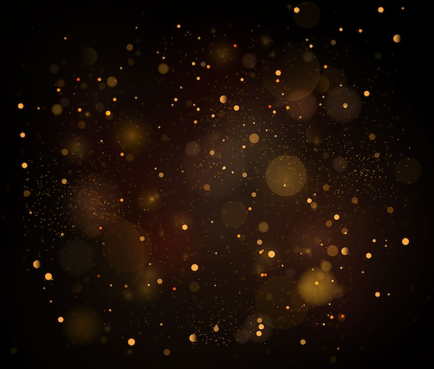 Abstract background with gold bokeh effect, Dust particles.