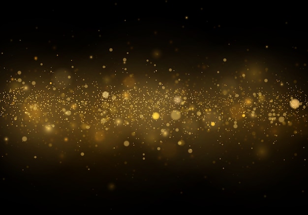 Abstract background with gold bokeh effect, Dust particles.