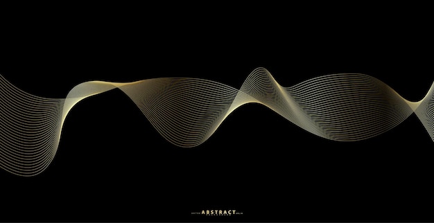 Abstract background with gold line wave Luxury style Tech pattern Curved wavy line smooth stripe Vector illustration