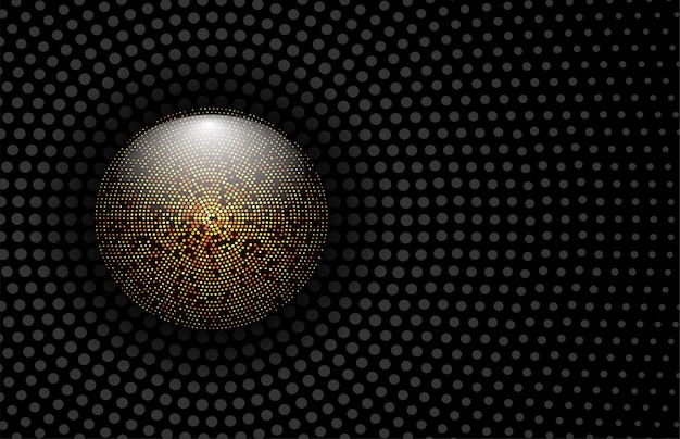 Abstract background with halftone geometric circles shapes Interesting darkl gold mosaic design 3D geometric background with colored dots