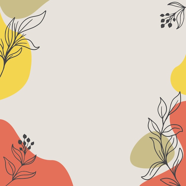 Abstract background with organic splash of pastels and leaves illustration