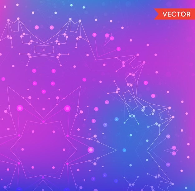 Abstract Background with Particles Structure of Molecule Genetic and Chemical Compounds. Space and Constellations. Science and Connection Concept. Social Network.