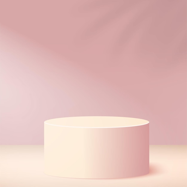 Abstract background with pink color geometric podium