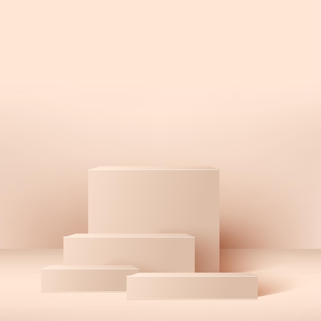 Abstract background with pink geometric  podiums. .