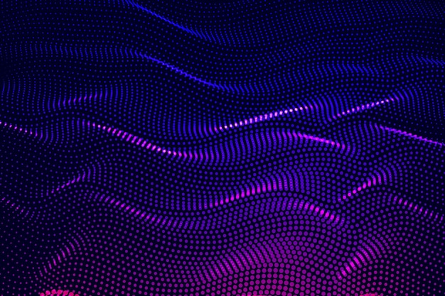 Vector abstract background with purple and pink waves purple and pink neon lights in a dark blue wave