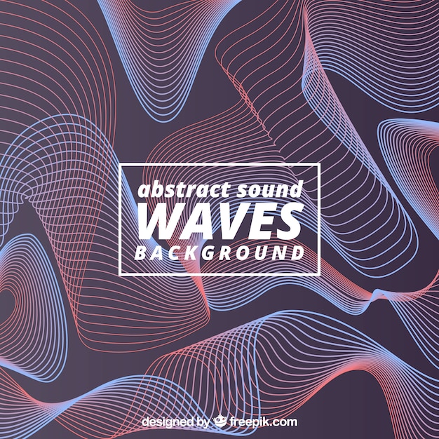 Abstract background with red and blue sound waves