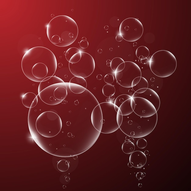 Abstract background with Soap bubbles on Dark Red Background vector design element