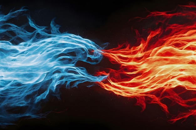 Vector abstract background with swirling red and blue fire