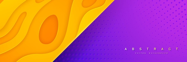 Abstract background with two color yellow and purple background with textured wavy pattern