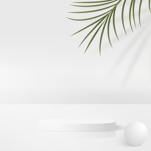 Vector abstract background with white color geometric 3d podiums.  