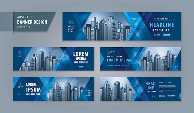 Abstract banner design web template Set, Horizontal header web banner