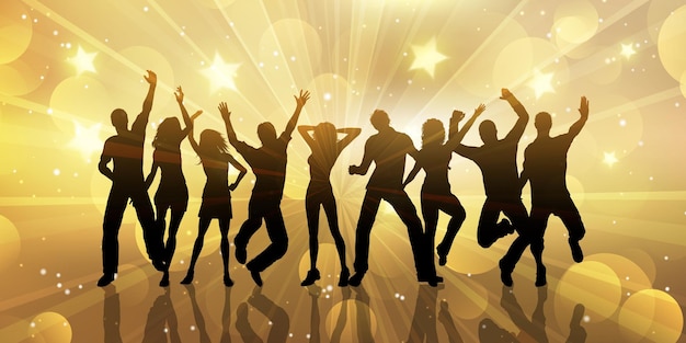 Abstract banner design with silhouettes of people dancing