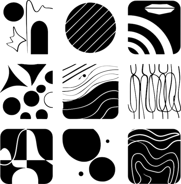 Abstract banner line art silhouette black and white vector illustration