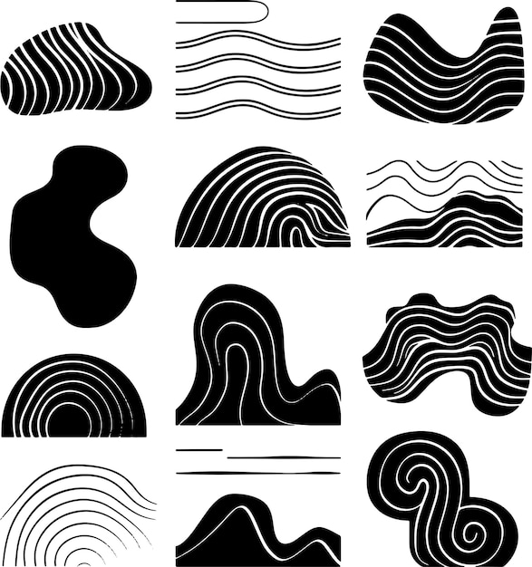 Abstract banner line art silhouette black and white vector illustration