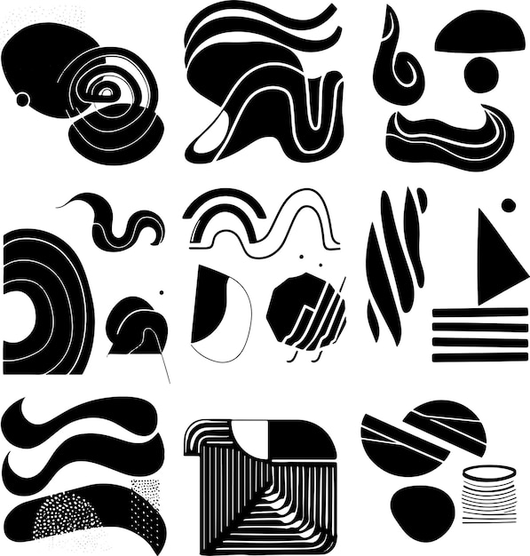 Abstract banner line art silhouette black and white vector illustration