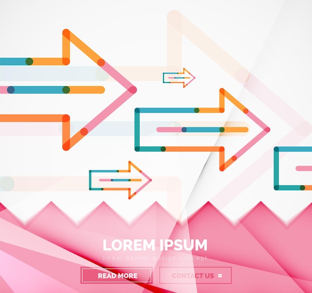 Vector abstract banner template with arrows linear design style