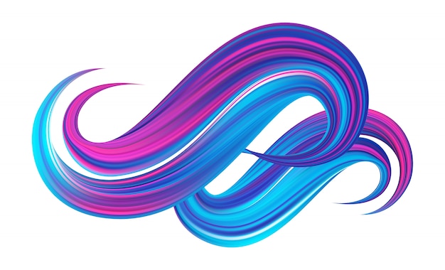 Abstract banner with 3d twisted blue flow liquid shape.