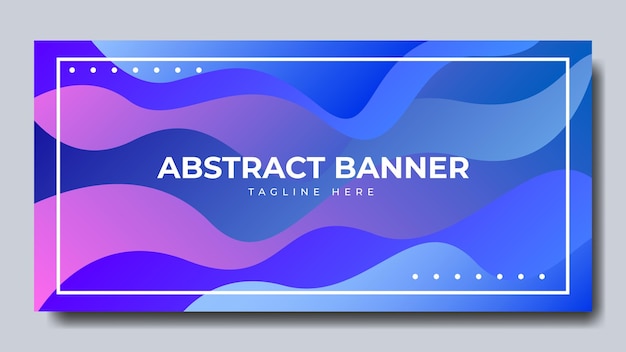 Abstract banner with wavy blue color style