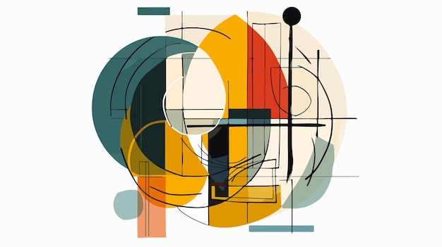 Abstract Bauhaus Shape Vector Illustration Handdrawn Design