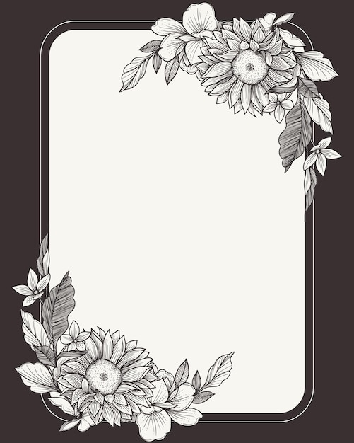 abstract beautiful flowers illustration frame for card background