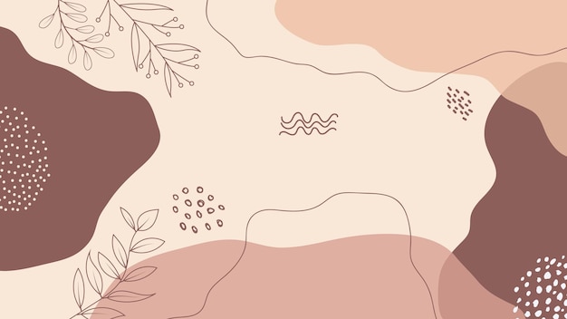 Abstract beauty backgrounds with organic shapes floral and hand draw line in pastel colors