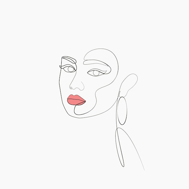 Abstract beauty face woman cute girl line art illustration