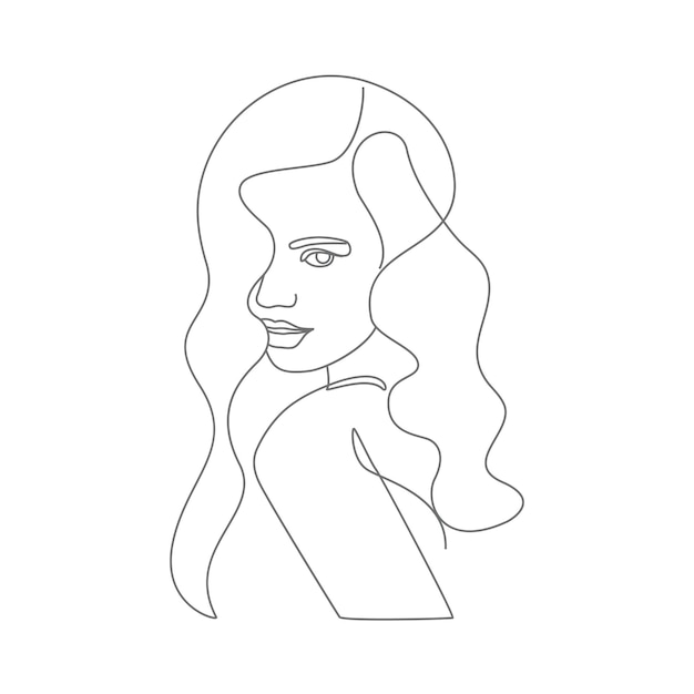 Abstract beauty woman cute girl line drawing portrait illustration