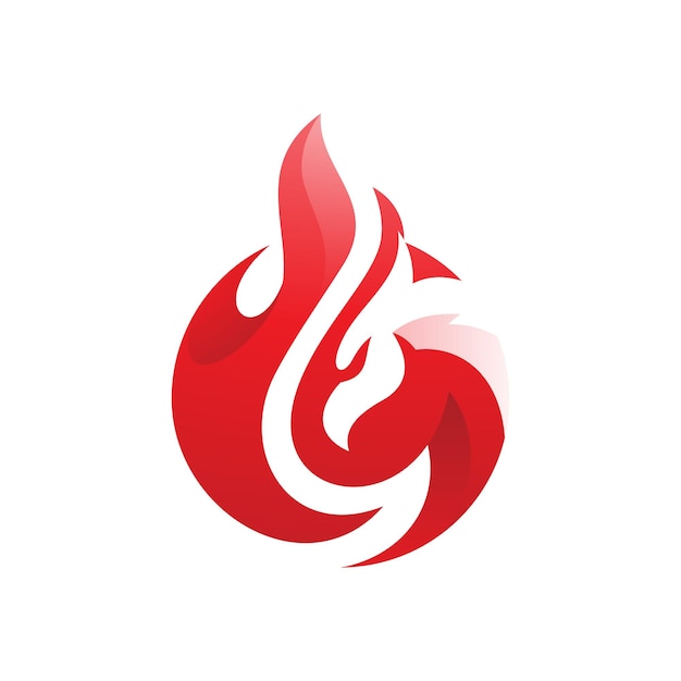 Abstract bird head and fire or flame logo design, phoenix vector icon