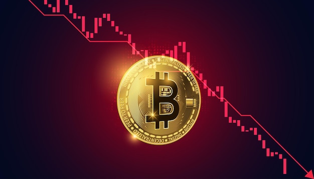 Abstract Bitcoin Digital Finance Trending downtrend concept image of bitcoin