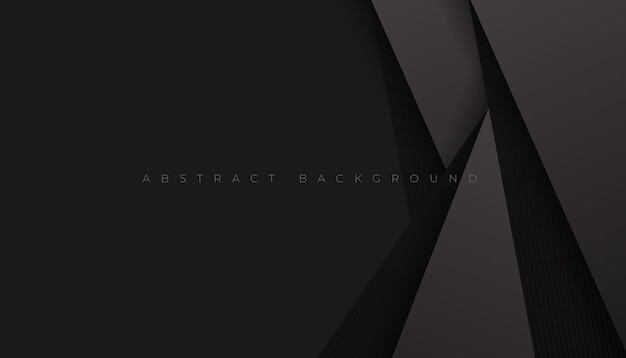 Vector abstract black background with geometric dark gray paper layers, diagonal stripes decoration