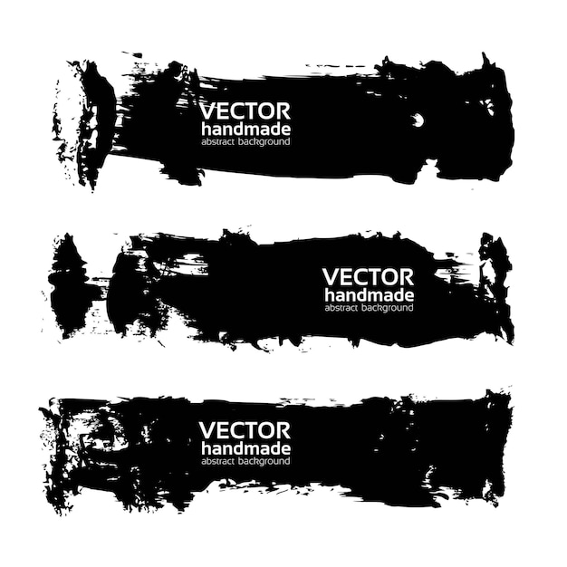 Vector abstract black big long brush strokes isolated on a white background