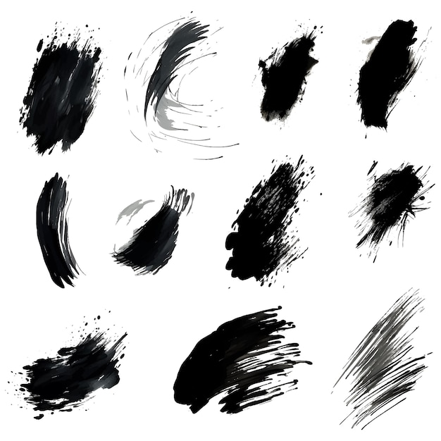 Vector abstract black brush strokes on a white background ink stroke