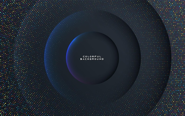 Abstract black circle dimension background with colorful halftone