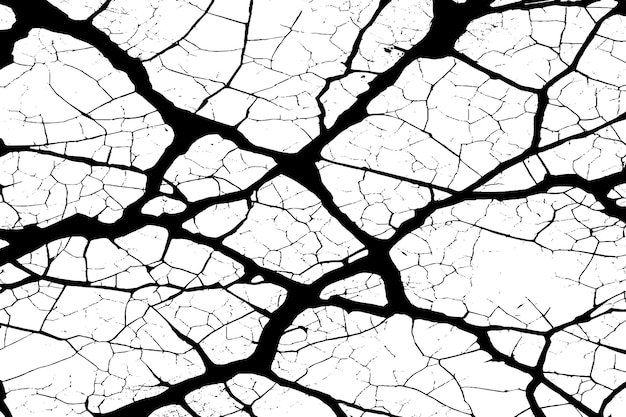 Abstract Black Cracks on White Background