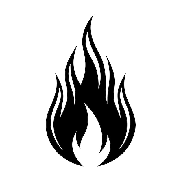 Abstract black flame vector silhouette minimalistic fire symbol illustration