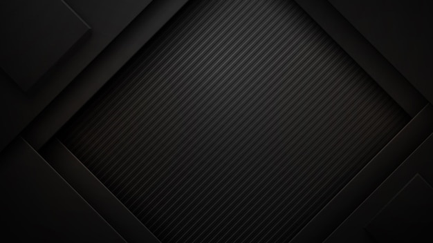 Abstract black geometric background with overlapping layers and line stripe Vector illustration