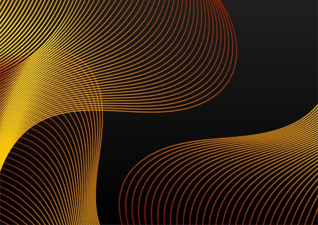 Abstract black and gold lines background with light effect