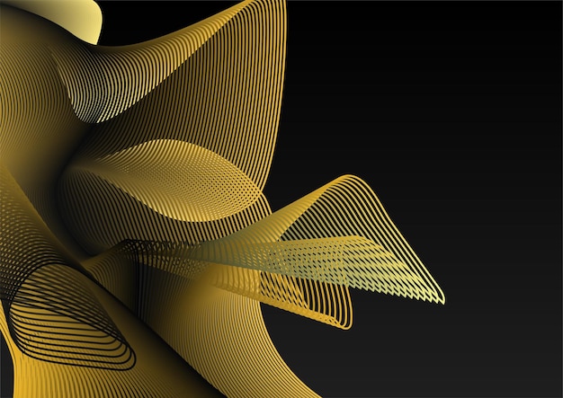 Abstract black and gold lines background with light effect