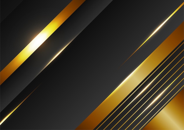 Abstract black and gold lines background with light effect