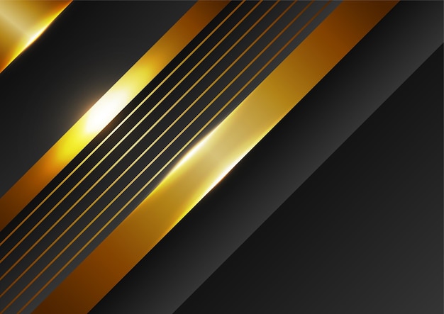 Abstract black and gold lines background with light effect