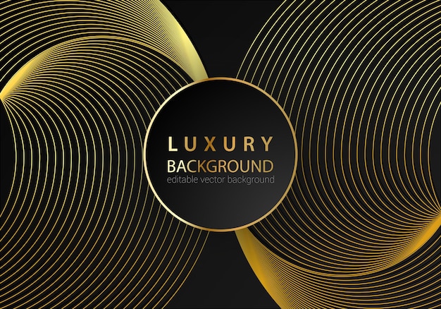 Abstract black and gold lines luxury background.