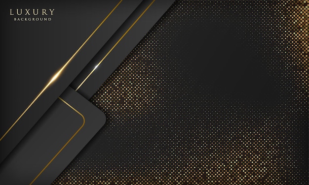 Abstract black and gold luxury background with light sparkling glitter effect