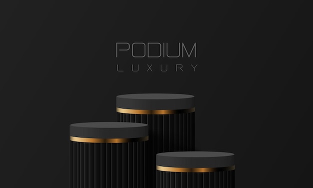 Abstract black gold podium empty room 3d shape design product display presentation studio concept