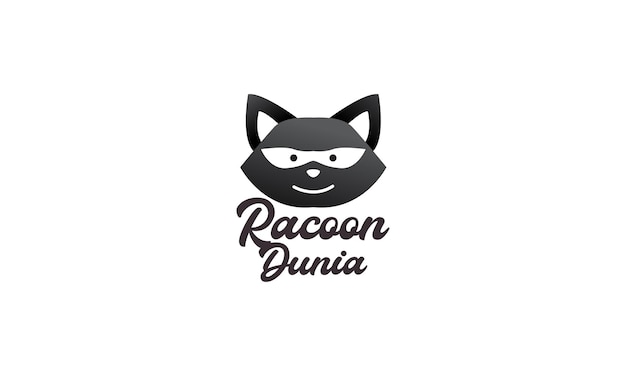 Abstract black head cartoon animal raccoon logo design vector icon symbol illustration