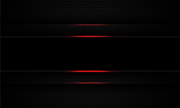 Abstract black line red light shadow dark hexagon mesh banner modern technology background vector