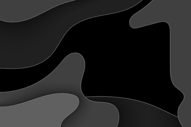 Abstract black paper cut background with wavy layers