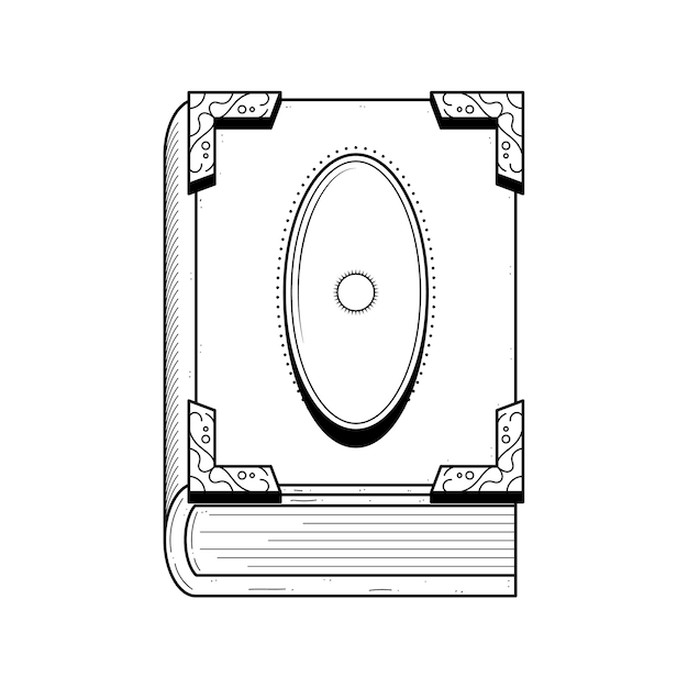 Abstract Black Simple Line Book With Lock Doodle Outline Element Vector Design Style Sketch Isolated