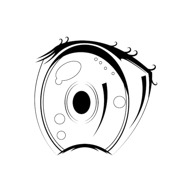 Vector abstract black simple line people human eye doodle outline element vector design style sketch