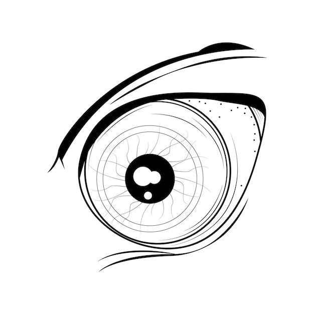 Vector abstract black simple line people human eye doodle outline element vector design style sketch